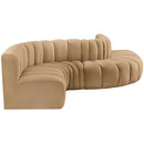 Meridian Arc Camel Velvet 6 pc Modular Sectional IMAGE 6