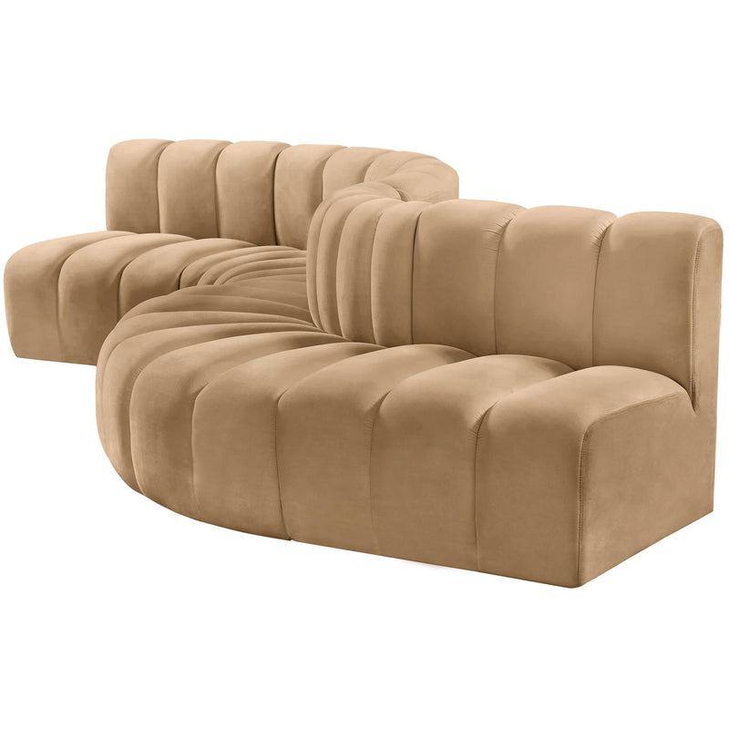 Meridian Arc Camel Velvet 6 pc Modular Sectional IMAGE 7
