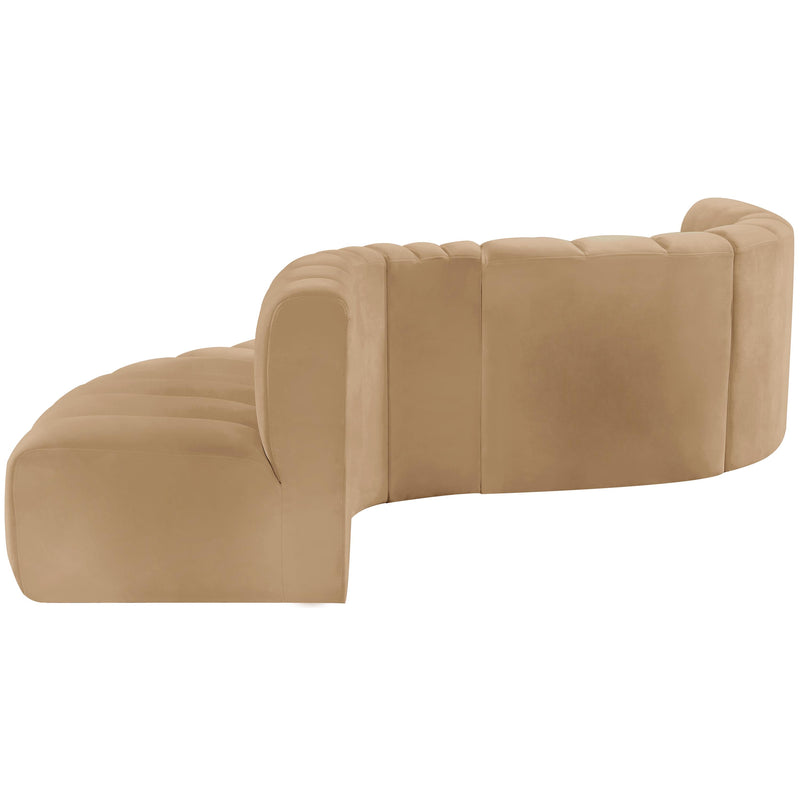 Meridian Arc Camel Velvet 6 pc Modular Sectional IMAGE 8