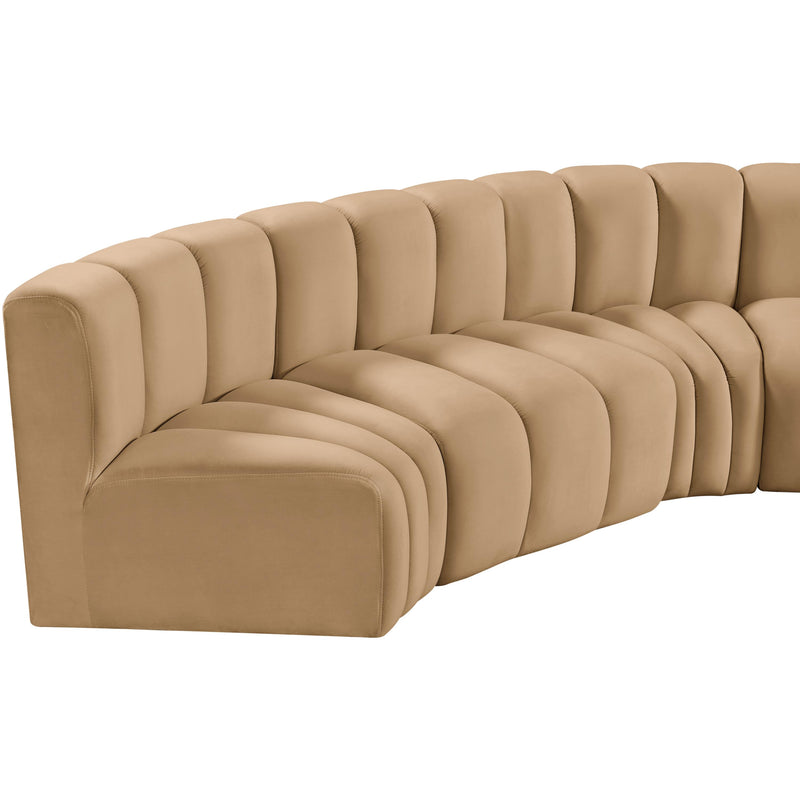 Meridian Arc Camel Velvet 6 pc Modular Sectional IMAGE 11