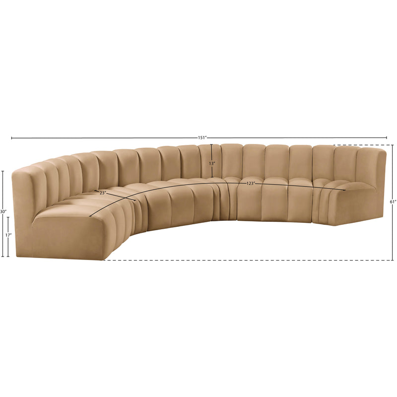 Meridian Arc Camel Velvet 6 pc Modular Sectional IMAGE 12