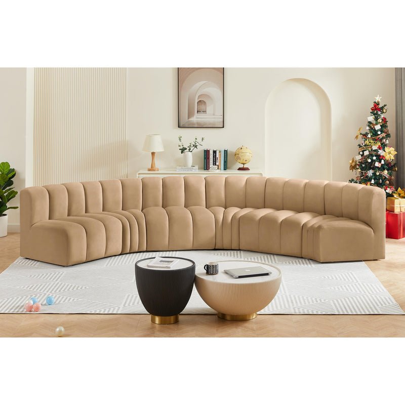 Meridian Arc Camel Velvet 6 pc Modular Sectional IMAGE 2