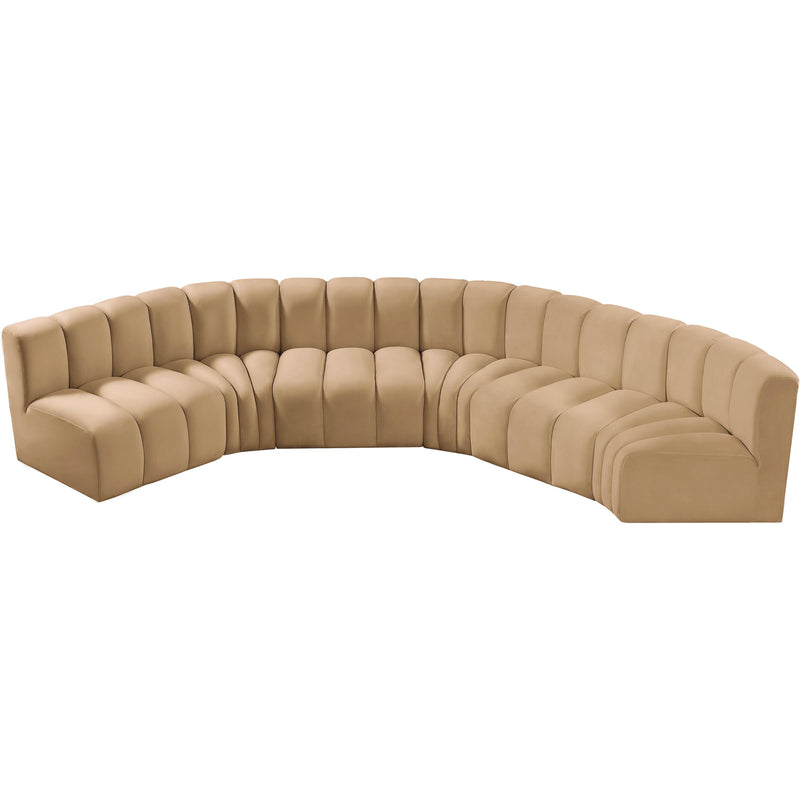 Meridian Arc Camel Velvet 6 pc Modular Sectional IMAGE 4