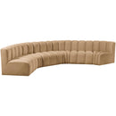 Meridian Arc Camel Velvet 6 pc Modular Sectional IMAGE 5