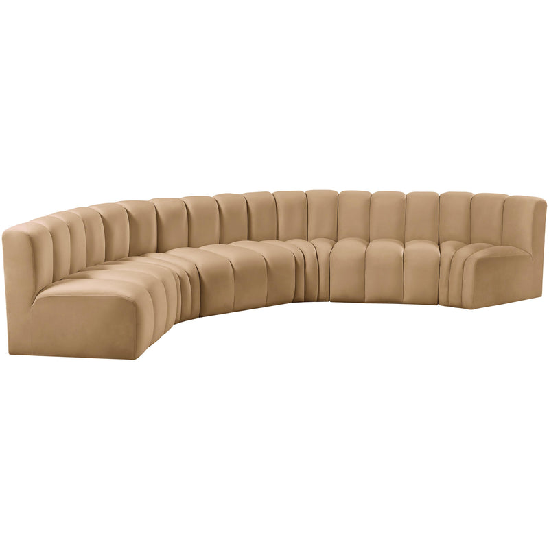 Meridian Arc Camel Velvet 6 pc Modular Sectional IMAGE 5