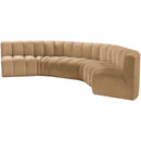 Meridian Arc Camel Velvet 6 pc Modular Sectional IMAGE 6