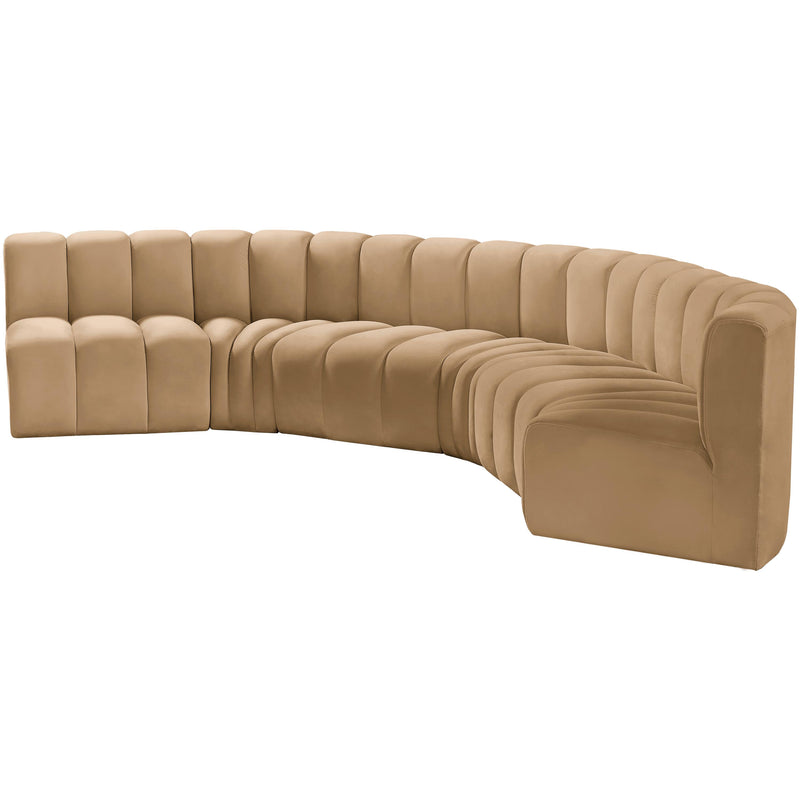 Meridian Arc Camel Velvet 6 pc Modular Sectional IMAGE 6