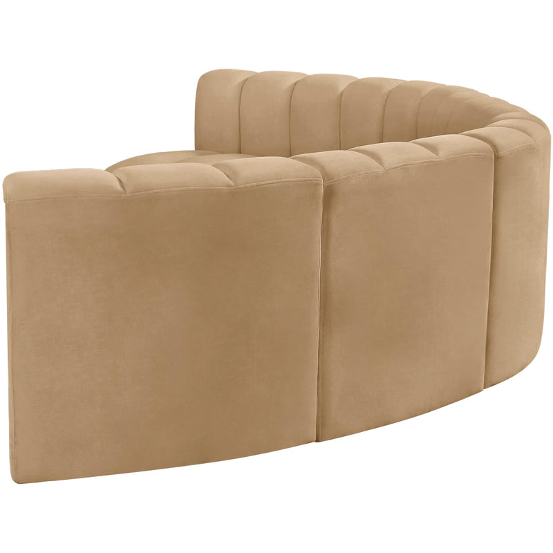 Meridian Arc Camel Velvet 6 pc Modular Sectional IMAGE 7