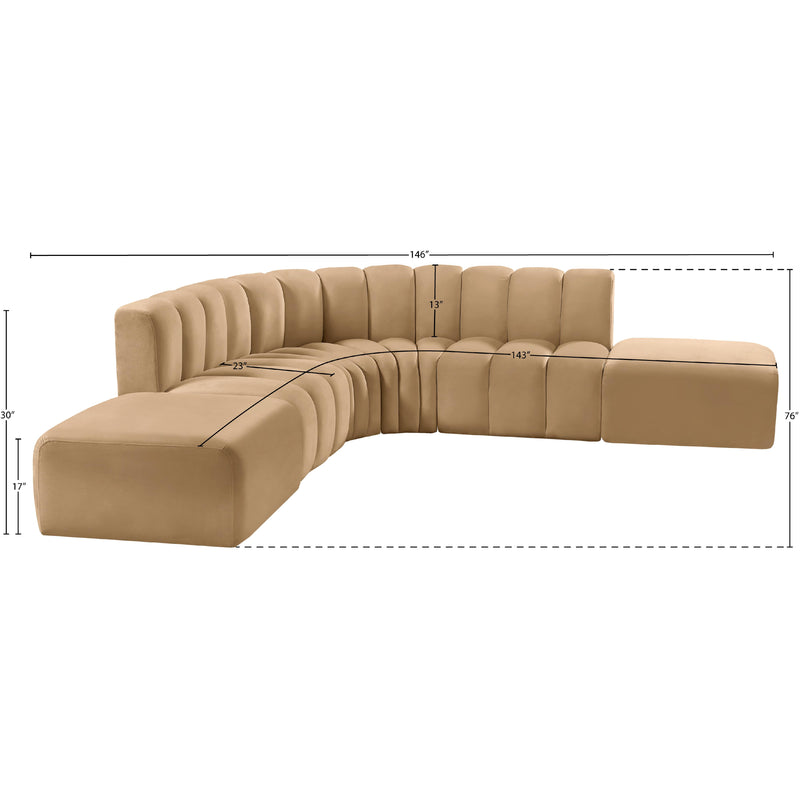Meridian Arc Camel Velvet 6 pc Modular Sectional IMAGE 13