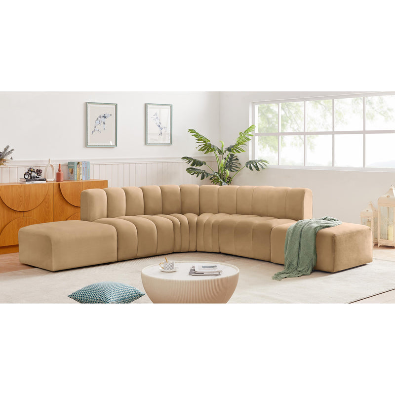 Meridian Arc Camel Velvet 6 pc Modular Sectional IMAGE 2