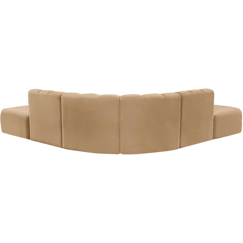 Meridian Arc Camel Velvet 6 pc Modular Sectional IMAGE 3