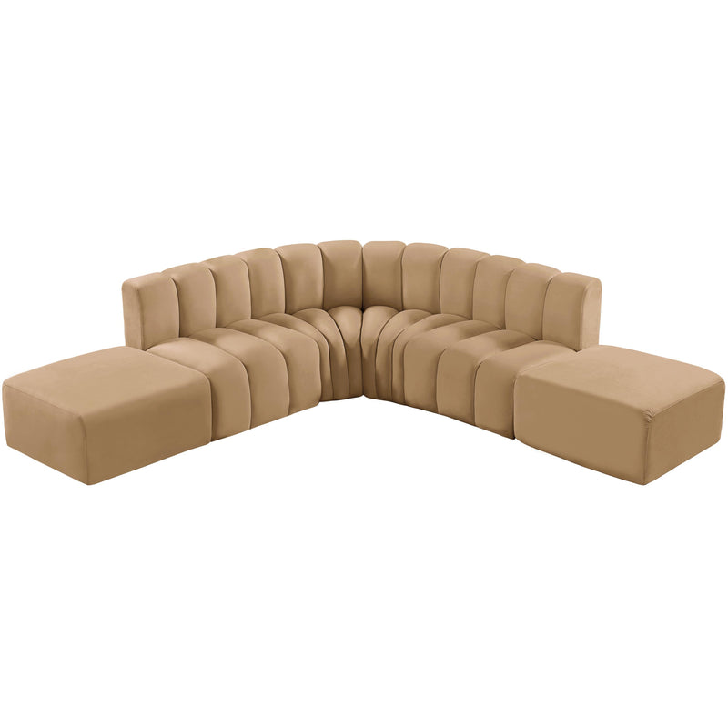 Meridian Arc Camel Velvet 6 pc Modular Sectional IMAGE 4