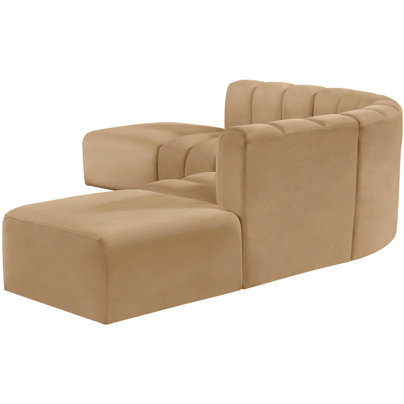 Meridian Arc Camel Velvet 6 pc Modular Sectional IMAGE 6