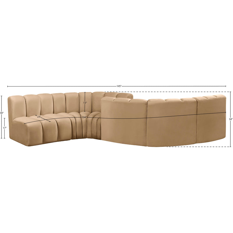 Meridian Arc Camel Velvet 6 pc Modular Sectional IMAGE 10