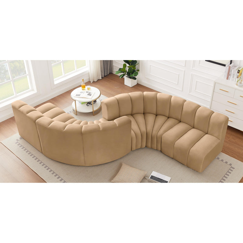 Meridian Arc Camel Velvet 6 pc Modular Sectional IMAGE 2