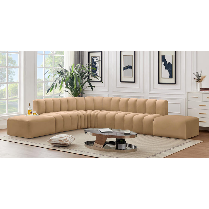 Meridian Arc Camel Velvet 7 pc Modular Sectional IMAGE 2