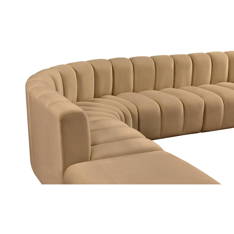 Meridian Arc Camel Velvet 7 pc Modular Sectional IMAGE 8