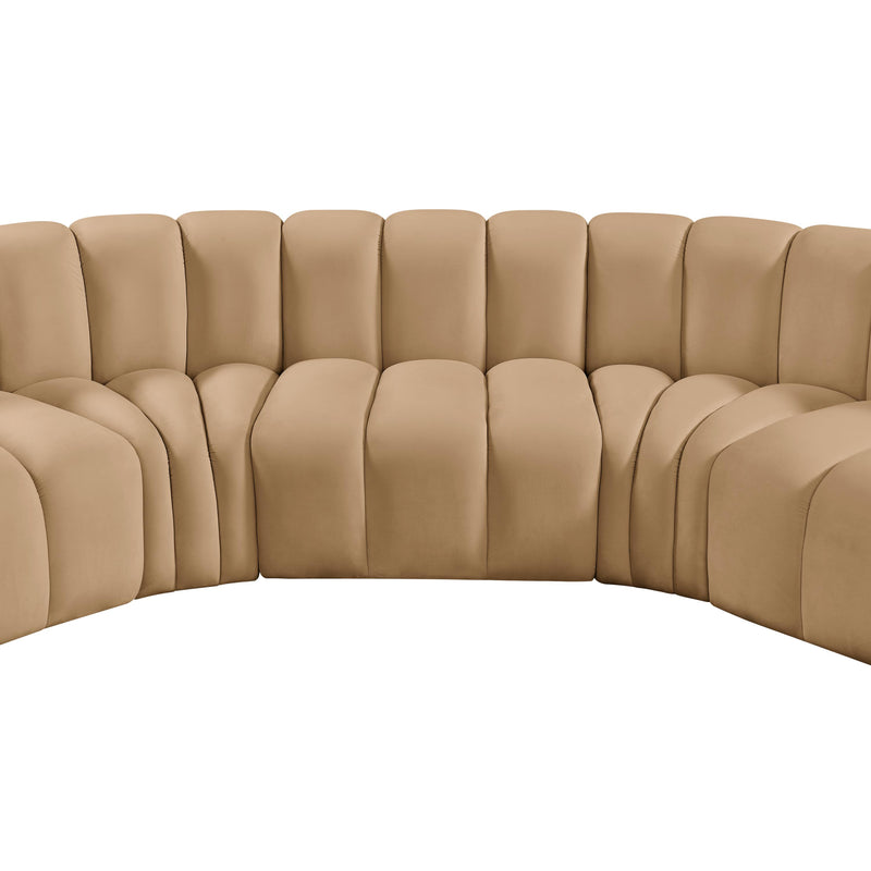 Meridian Arc Camel Velvet 7 pc Modular Sectional IMAGE 12