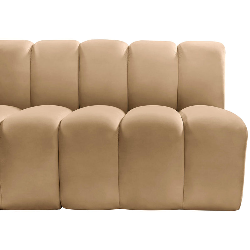 Meridian Arc Camel Velvet 7 pc Modular Sectional IMAGE 13