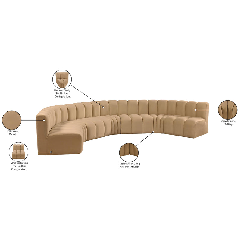 Meridian Arc Camel Velvet 7 pc Modular Sectional IMAGE 15