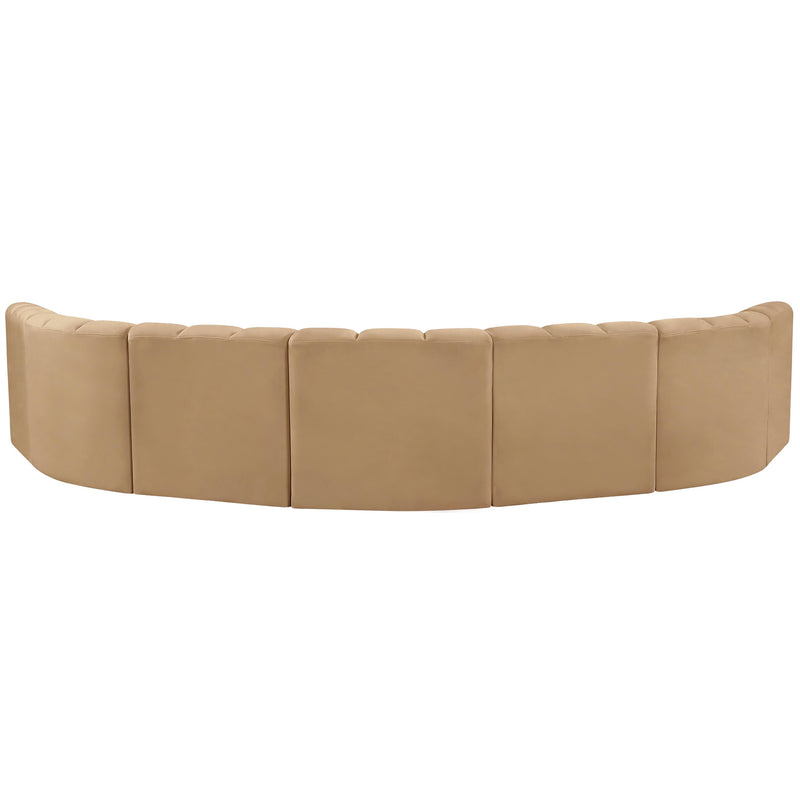 Meridian Arc Camel Velvet 7 pc Modular Sectional IMAGE 3