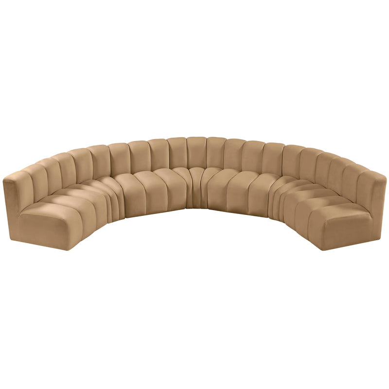 Meridian Arc Camel Velvet 7 pc Modular Sectional IMAGE 4