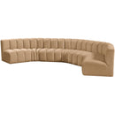 Meridian Arc Camel Velvet 7 pc Modular Sectional IMAGE 6