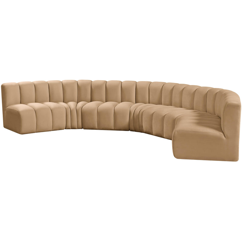 Meridian Arc Camel Velvet 7 pc Modular Sectional IMAGE 6
