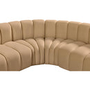 Meridian Arc Camel Velvet 7 pc Modular Sectional IMAGE 10