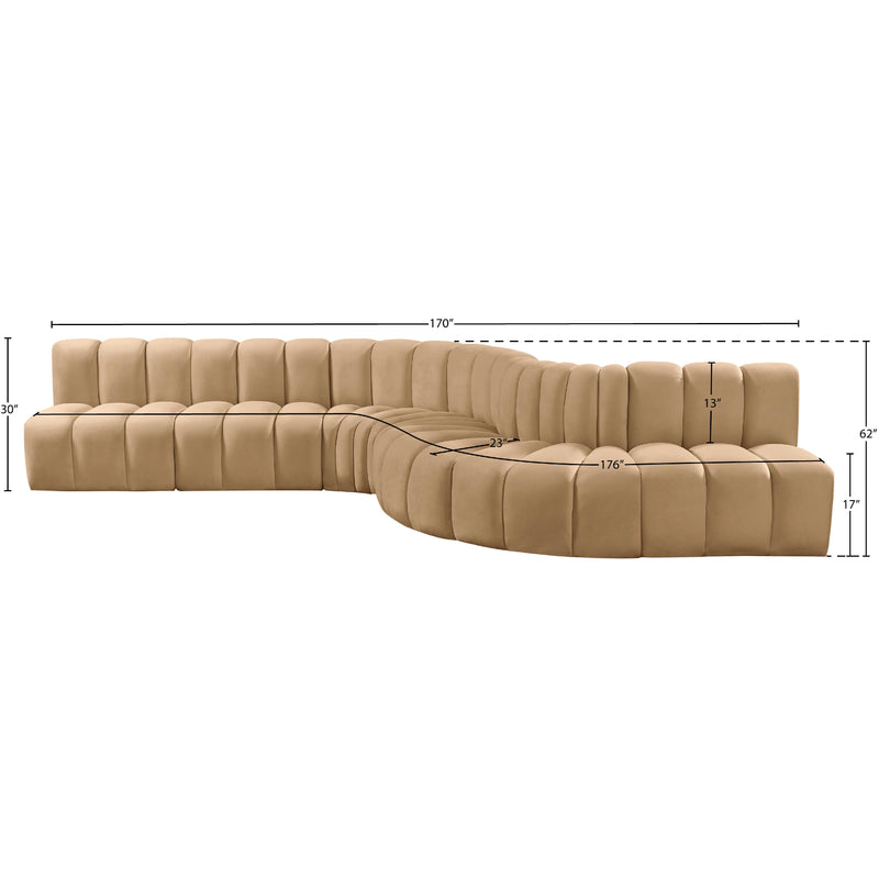 Meridian Arc Camel Velvet 7 pc Modular Sectional IMAGE 16
