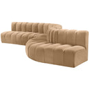 Meridian Arc Camel Velvet 7 pc Modular Sectional IMAGE 6
