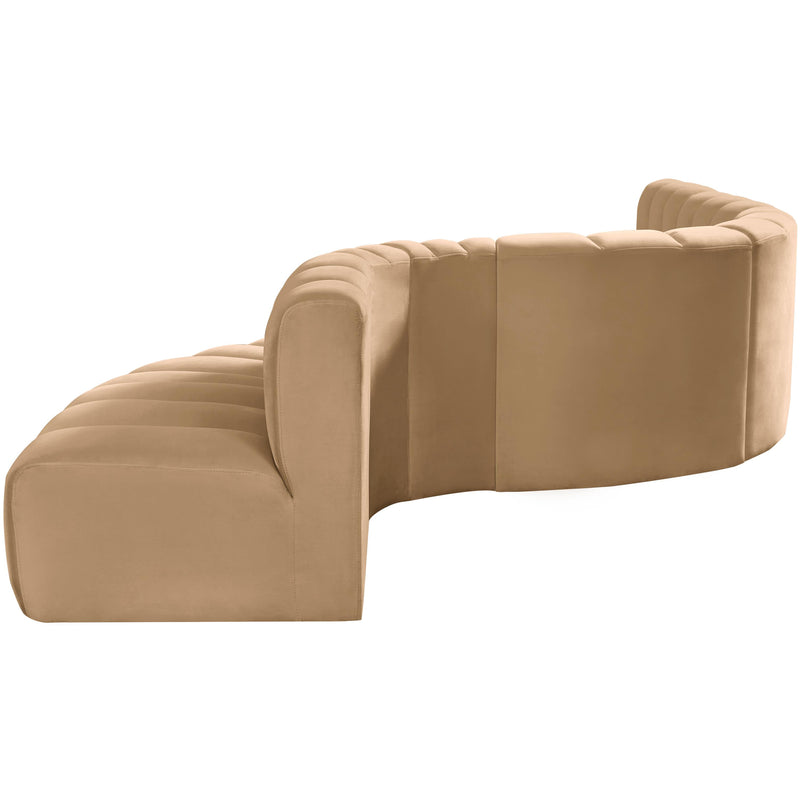 Meridian Arc Camel Velvet 7 pc Modular Sectional IMAGE 8