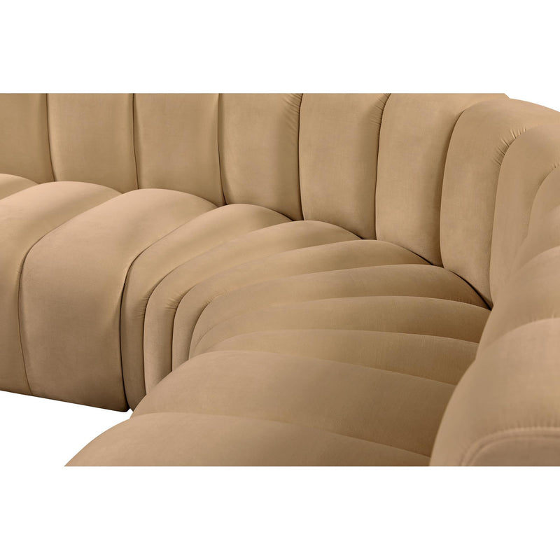 Meridian Arc Camel Velvet 7 pc Modular Sectional IMAGE 9