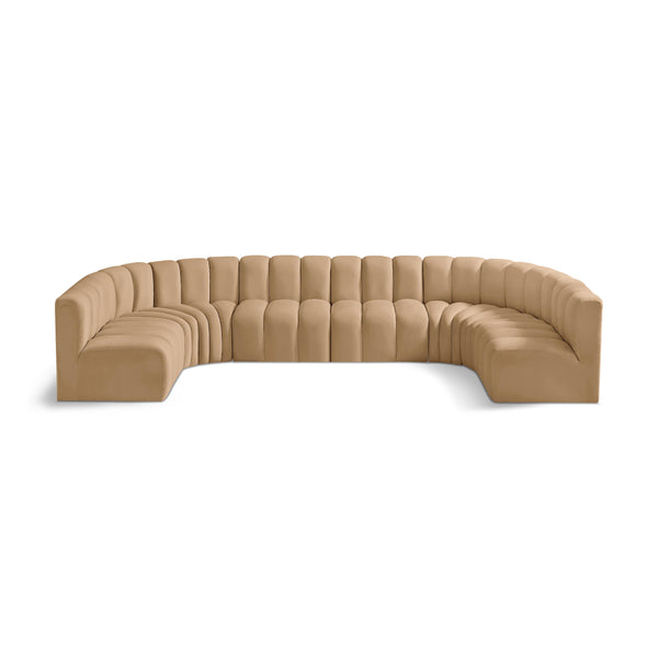 Meridian Arc Camel Velvet 8 pc Modular Sectional IMAGE 1