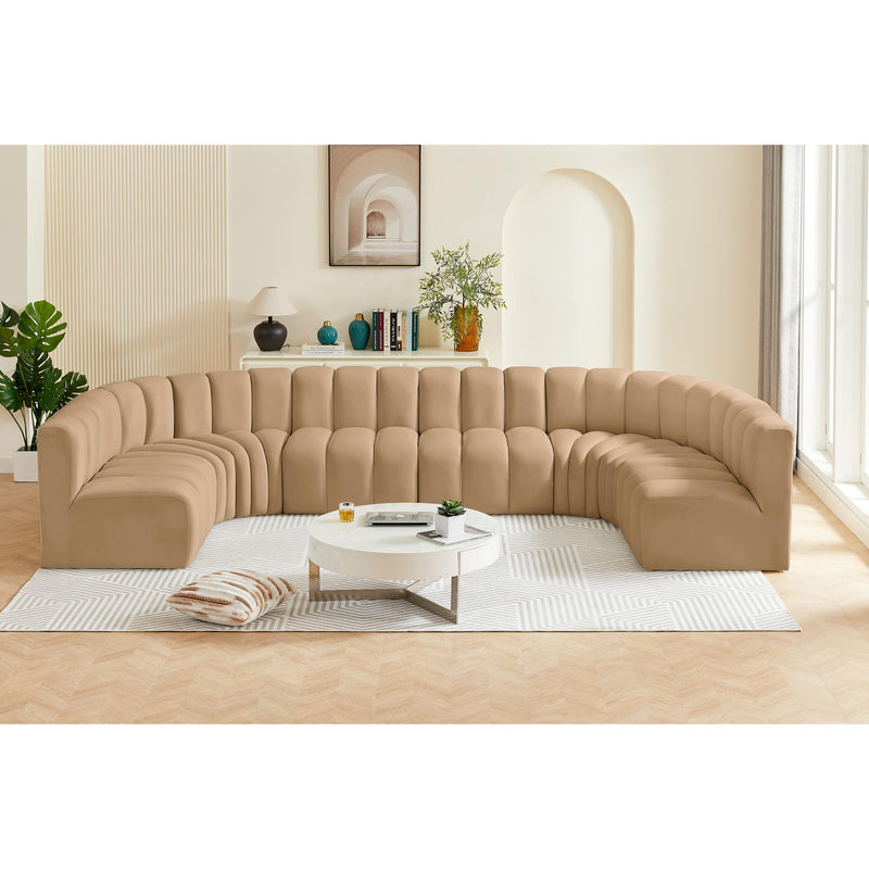 Meridian Arc Camel Velvet 8 pc Modular Sectional IMAGE 2