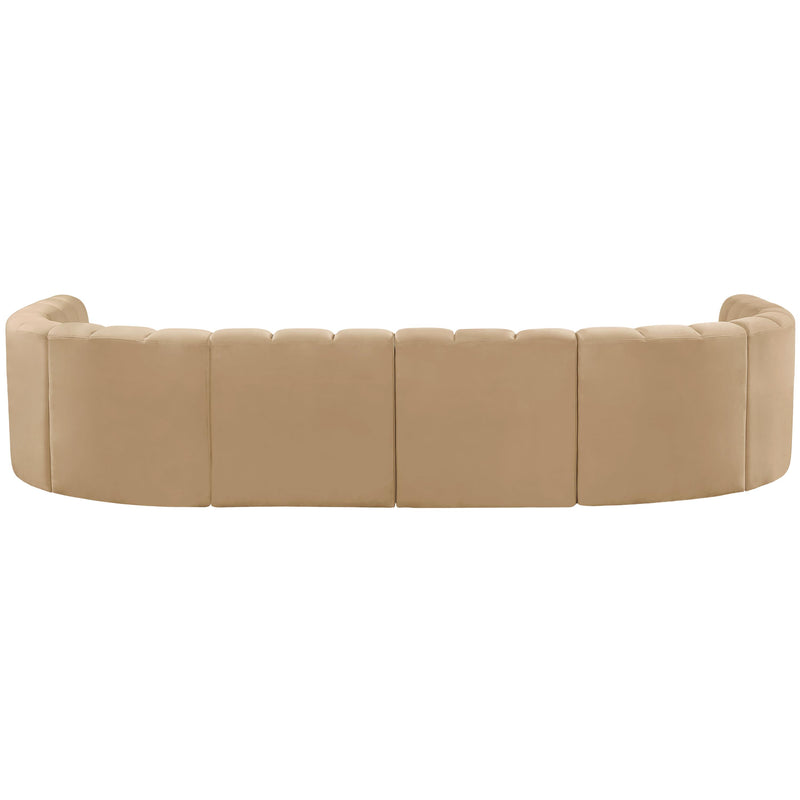 Meridian Arc Camel Velvet 8 pc Modular Sectional IMAGE 3