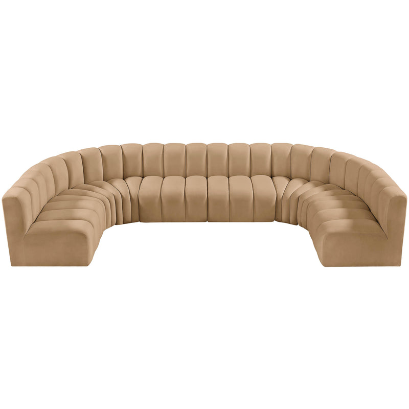 Meridian Arc Camel Velvet 8 pc Modular Sectional IMAGE 4