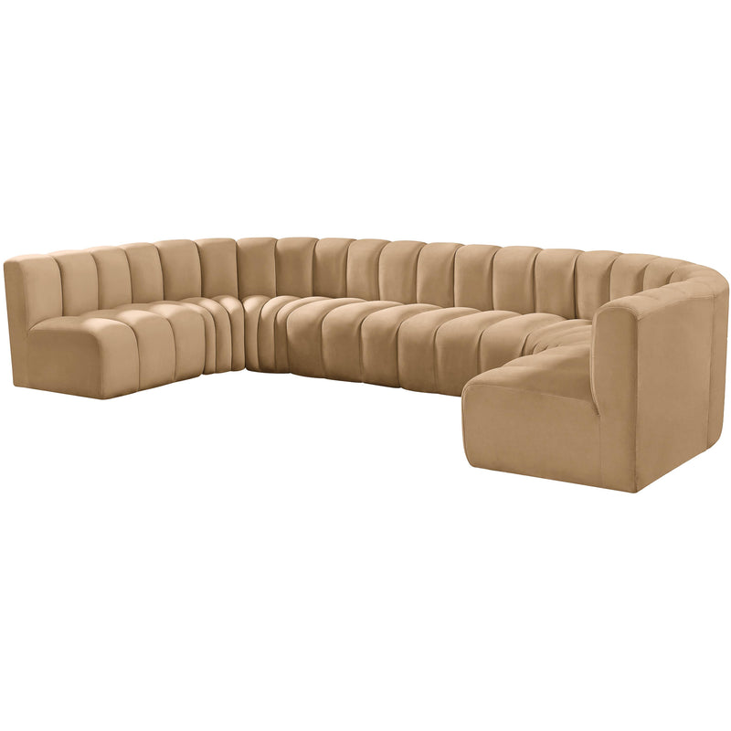 Meridian Arc Camel Velvet 8 pc Modular Sectional IMAGE 6