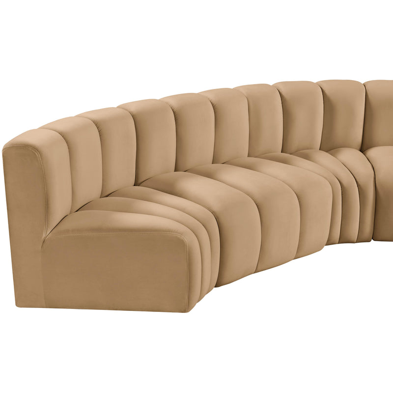 Meridian Arc Camel Velvet 8 pc Modular Sectional IMAGE 11