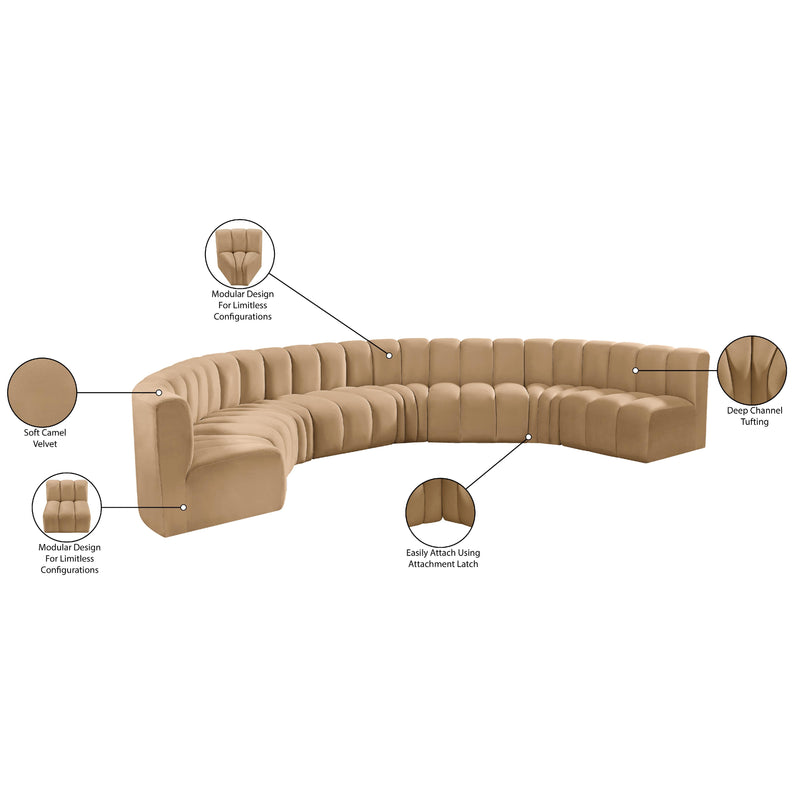 Meridian Arc Camel Velvet 8 pc Modular Sectional IMAGE 15