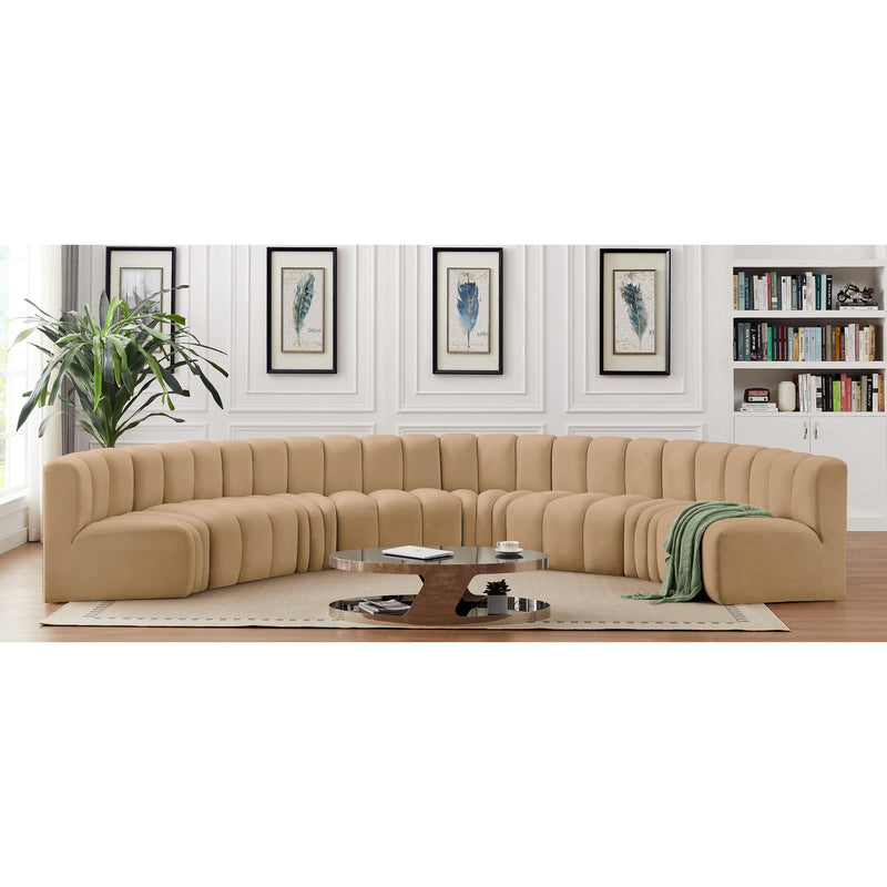 Meridian Arc Camel Velvet 8 pc Modular Sectional IMAGE 2