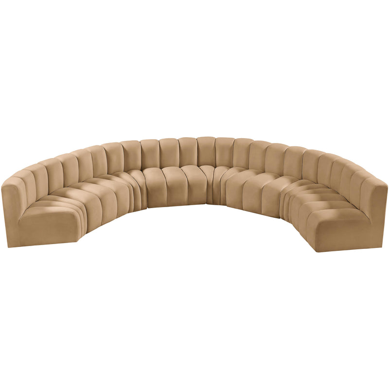 Meridian Arc Camel Velvet 8 pc Modular Sectional IMAGE 4