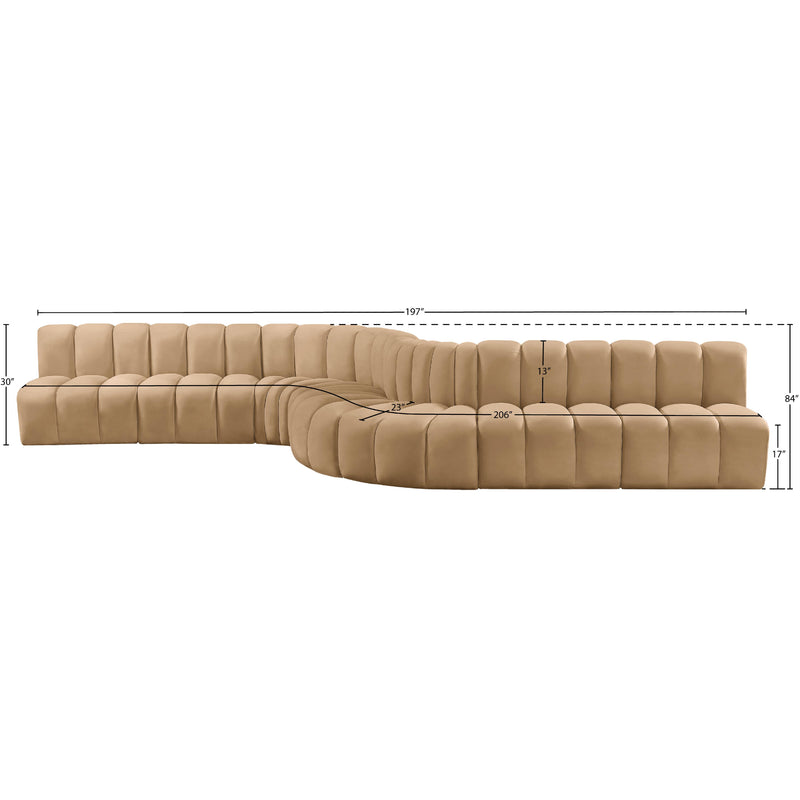 Meridian Arc Camel Velvet 8 pc Modular Sectional IMAGE 16