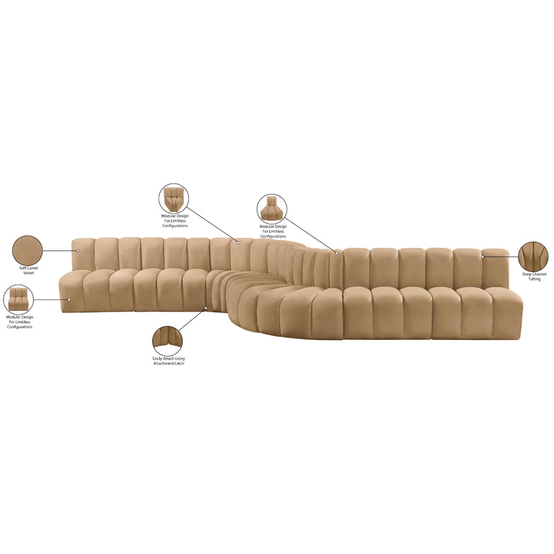 Meridian Arc Camel Velvet 8 pc Modular Sectional IMAGE 17