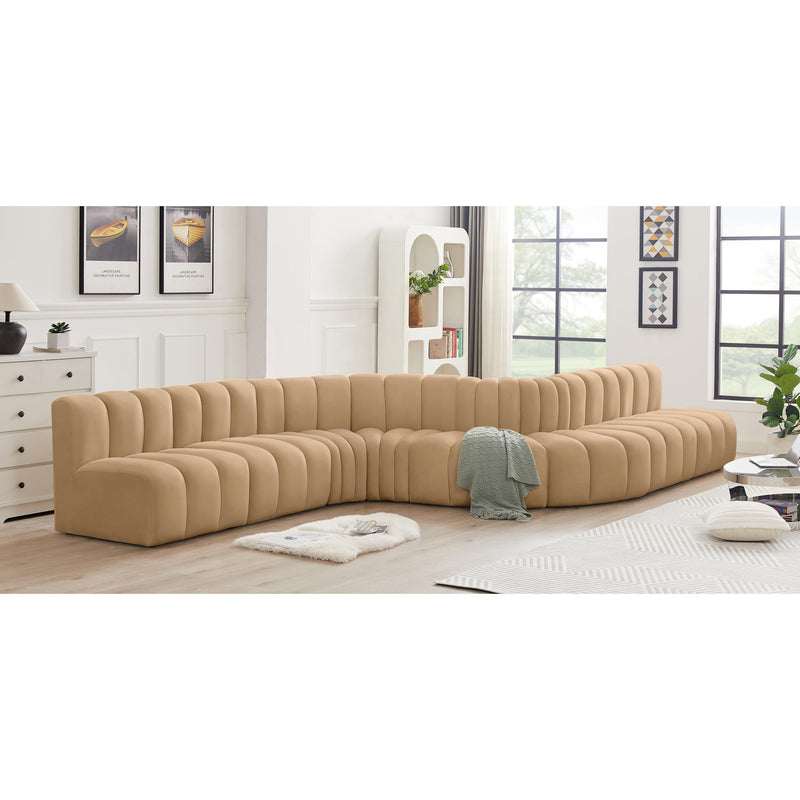 Meridian Arc Camel Velvet 8 pc Modular Sectional IMAGE 2