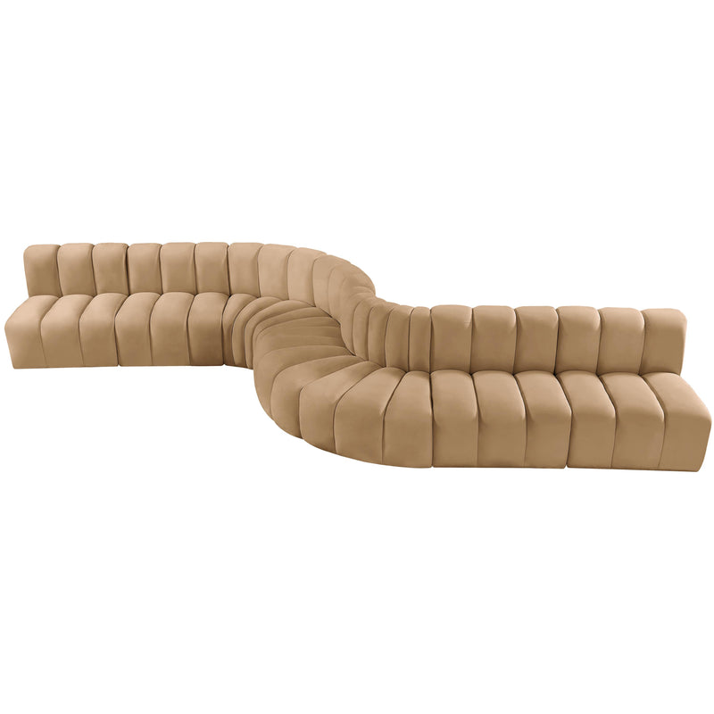 Meridian Arc Camel Velvet 8 pc Modular Sectional IMAGE 4