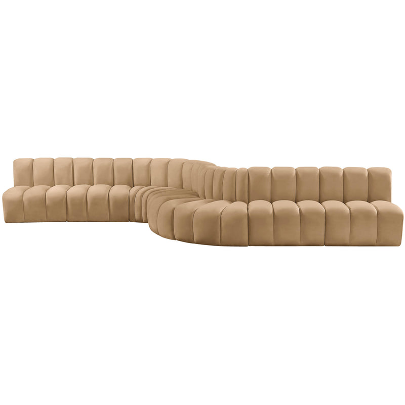 Meridian Arc Camel Velvet 8 pc Modular Sectional IMAGE 7