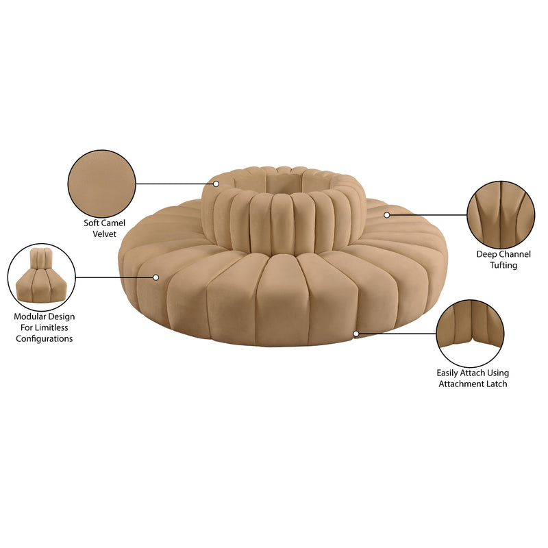 Meridian Arc Camel Velvet 8 pc Modular Sectional IMAGE 7