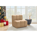 Meridian Arc Camel Velvet Straight Chair IMAGE 2