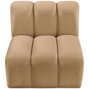 Meridian Arc Camel Velvet Straight Chair IMAGE 4